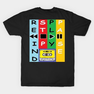 Vintage Cassette Tape Rewind Stop Play Pause by LowEndGraphics T-Shirt